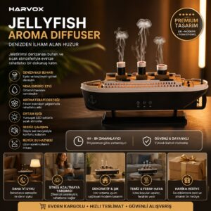 harvox jellyfish aroma difüzör | led işıklı nemlendirici, aromaterapi buhar makinesi, sessiz Çalışan ortam kokulandırıcı
