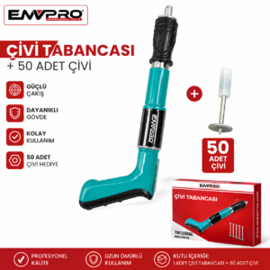 envpro Çivi tabancası + 50 adet Çivi hediyeli | beton duvar kablo sabitleme tabancası