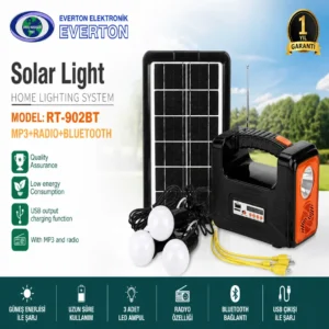 everton rt 902bt solar aydınlatma sistemi güneş enerjili lamba bluetooth radyo mp3 usb Şarjlı set